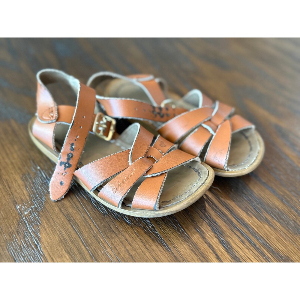 Salt Water Sandals‎ Kids Size 9 Tan Leather Good Condition Original Hoyway